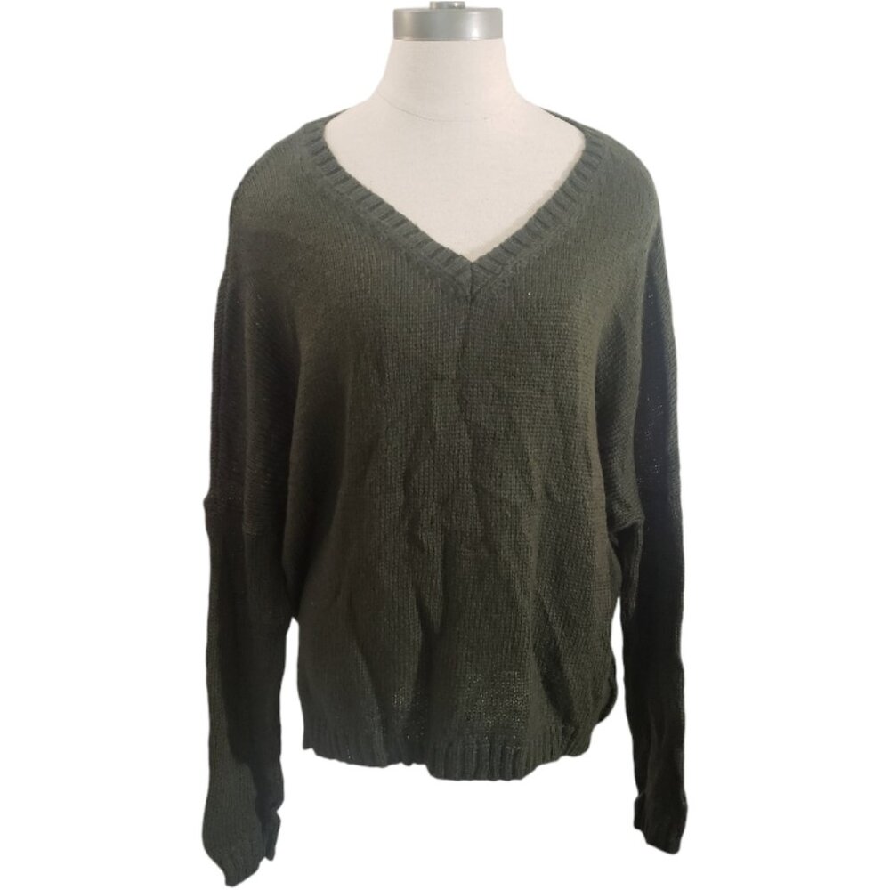 CT2027 Wooden Ships Army Green V-Neck Sweater S/M